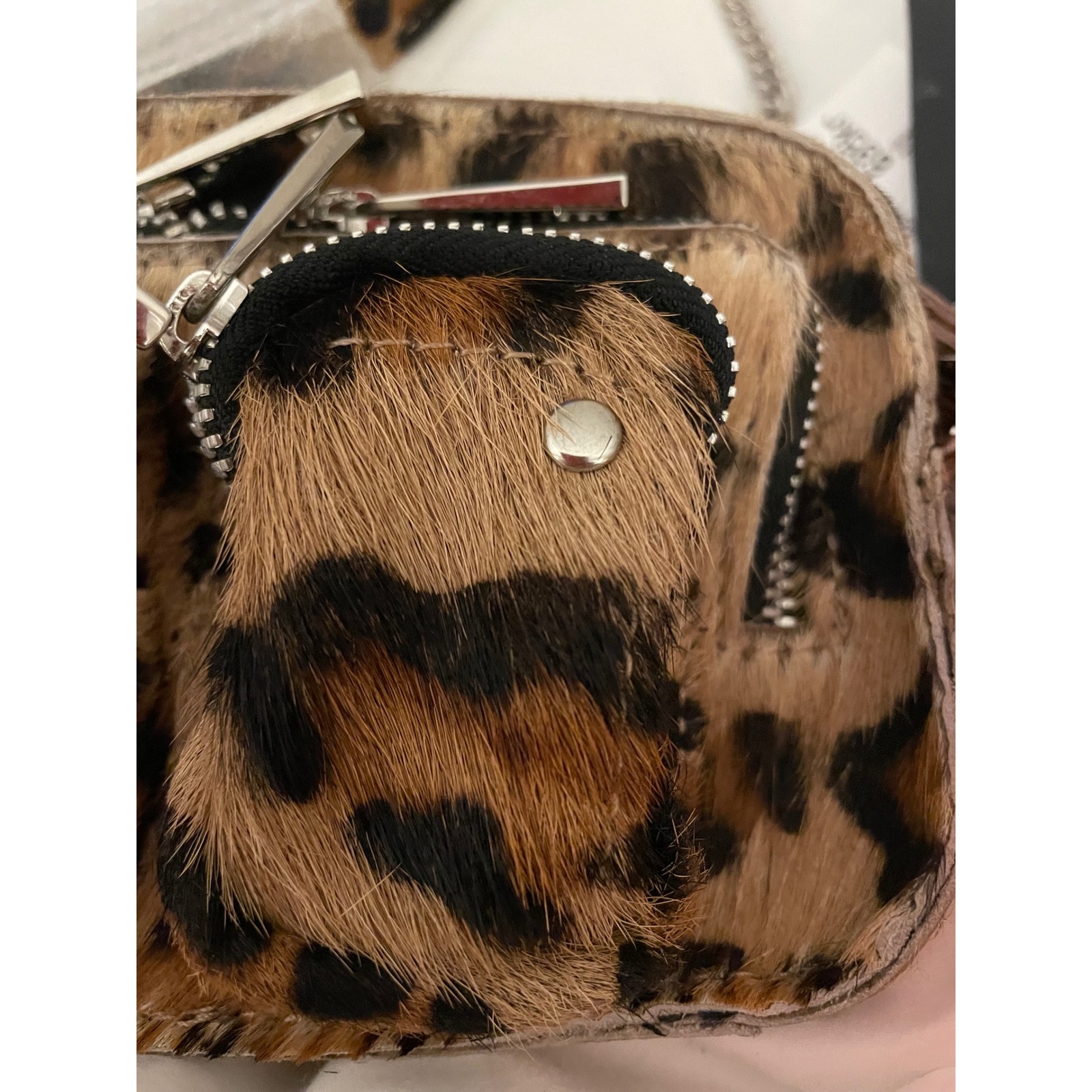 Nunoo Leopard Print Calf Hair Crossbody Bag Silver Tone Hardware Nwt — image 3 of 8